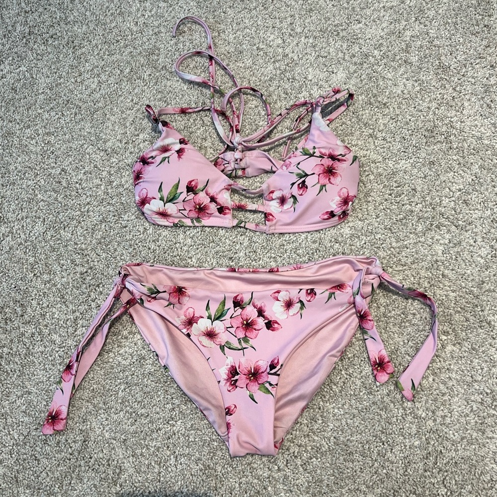 Teen/Girls Pink Floral Bikini